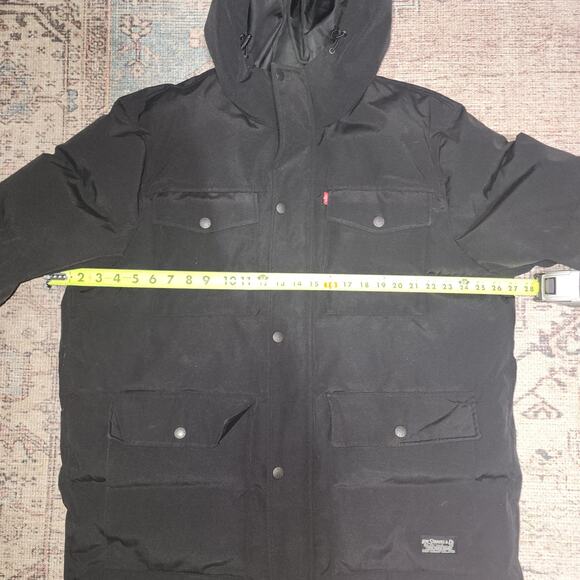 Levi's Strauss Full-Zip Snap Quilted Hooded Parka Coat Black Mens Sz X-Large N - Picture 5 of 8
